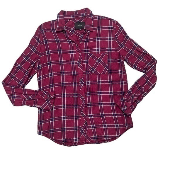 Rails Hunter Merlot Navy and White Plaid Button Shirt - Picture 1 of 5